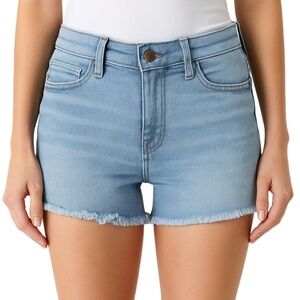 SNEAK PEEK Womens Shorts Size‎ 9 Light Wash Low Rise Raw Hem Casual Stretchy